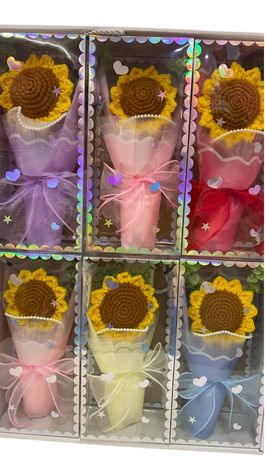 Cajitas con Girasol Tejido